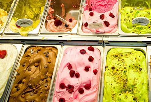 Bins of ice cream.