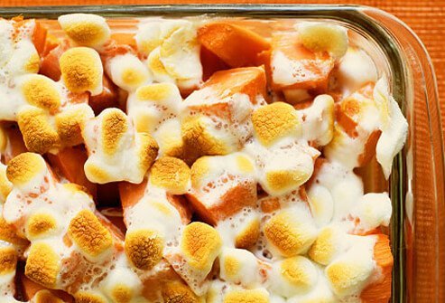 Roots like yams and sweet potatoes are super-nutritious, but you quadruple the calories when you mix them with cheese, cream, butter, canned soups, or bacon.