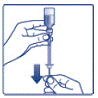 Push the plunger all the way in. This puts air into the
FIASP vial - Illustration