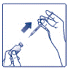 Slowly push the plunger up until the tip of the plunger
reaches the line for your prescribed FIASP dose - Illustration