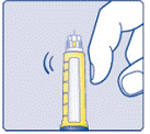Push the capped needle straight onto
the Pen and twist the needle on until
it is tight - Illustration