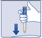 A drop of insulin should be seen at the
needle tip - Illustration