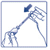Push the needle through the rubber stopper of the FIASP
vial - Illustration