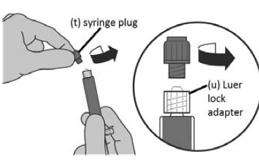 Press the plunger slowly to transfer all the Sterile Water for Injection, USP from the syringe to the FIRMAGON powder vial. - Illustration