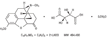 Hydrocodone bitartrate - Structural Formula Illustration