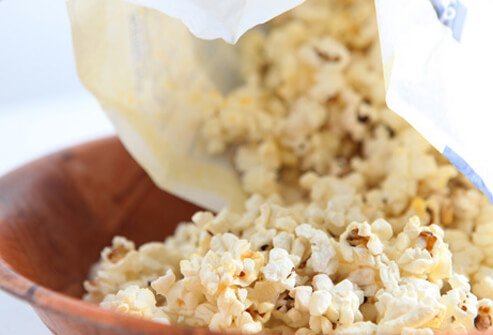 A photo of a bowl of microwave popcorn.