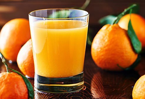 One cup of refreshing OJ has plenty of water for hydration.