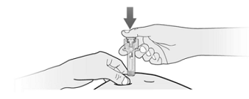 Hold the prefilled syringe by the needle safety guard - Illustration