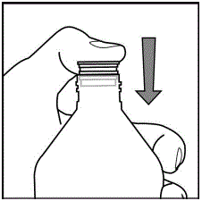 Insert the bottle adapter into the bottle by pressing downward - Illustration