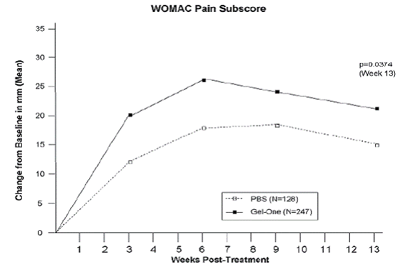 Improvement from Baseline in WOMAC VAS Pain Subscore at Week 13 - Illustration Improvement from Baseline in WOMAC VAS Pain Subscore at Week 13 - Illustration