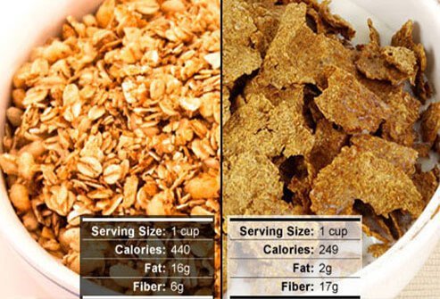 Bran cereal is a low-fat healthy snack.