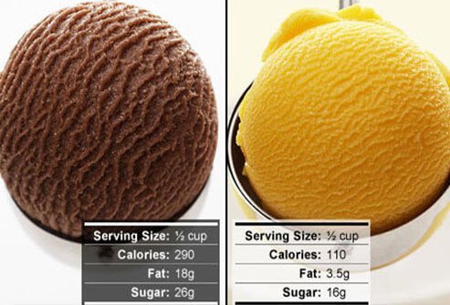 Sherbet, sorbet, and light ice cream make the best low-fat snacks to cool off in the summer.