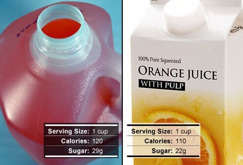 Always choose 100% whole fruit juice over sugar-sweetened artificial fruit drinks.