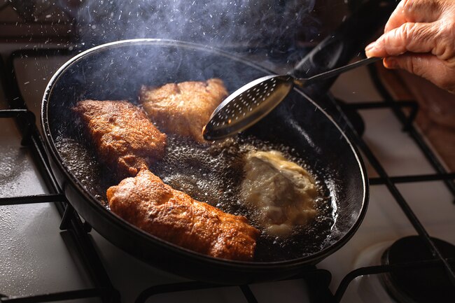 Polyunsaturated fats oxidize when heated and release free radicals. 