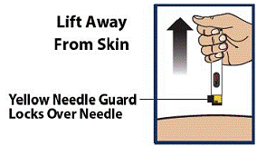Lift the device straight up from the injection site - Illustration