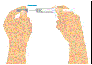 Pull off the needle cap straight off to remove it from the prefilled syringe - Illustration