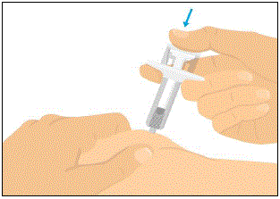 Hold the syringe and press the plunger all the way down until the syringe is empty - Illustration
