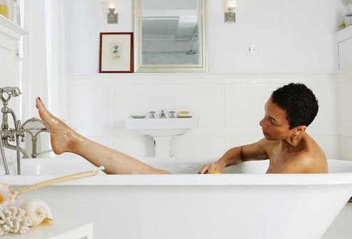 Add a half-cup of baking soda to your bathwater.