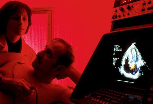 An echocardiogram uses sound waves to visualize the heart.