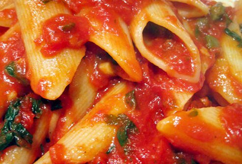 Pasta with tomato sauce.