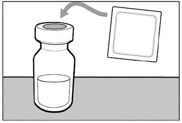 Clean the top of the vial(s) stopper with an alcohol
wipe - Illustration