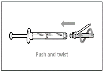 Attach injection needle to syringe - Illustration