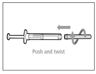 Attach a new transfer needle to syringe - Illustration