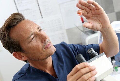 Hepatitis C infection is diagnosed with several blood tests.