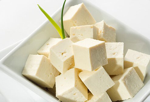 A bowl of cubed tofu.