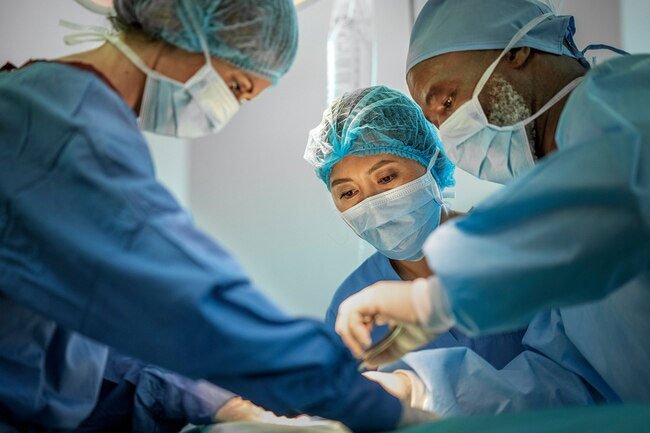 During this operation, you'll either be asleep under general anesthesia or sedated with your lower body numbed.