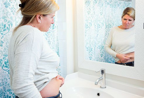As estrogen levels decrease in women who are postmenopausal, they may notice they gain more weight around the abdomen and arms.