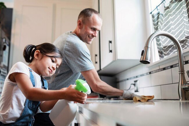 Keep busy areas and rooms like kitchens and bathrooms clean.