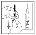 Hold the syringe with the needle pointing up - Illustration