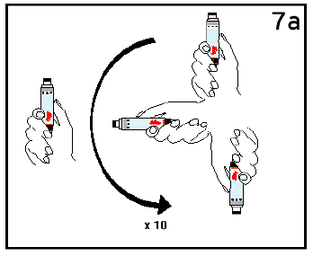 Push the needle straightonto
the 6 mg Cartridge and turn it until secure - Illustration