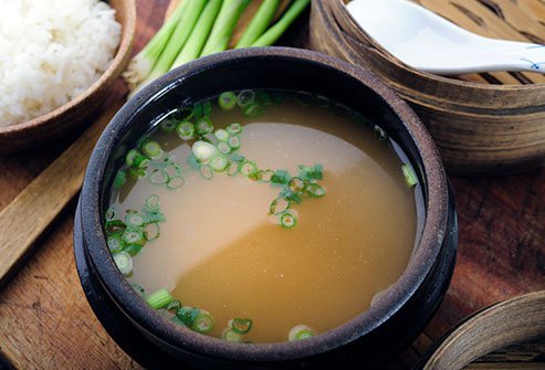Miso souip is rich in probiotics that are beneficial for gastrointestinal health and boosting the immune system.