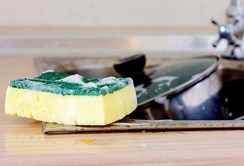 Kitchen sponges can't be cleaned in a microwave very effectively.