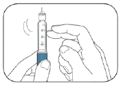 Push the Plunger all the way in. This puts air into the
vial - Illustration