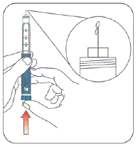 Turn the vial and syringe upside down and slowly pull the
Plunger down until the Plunger - Illustration