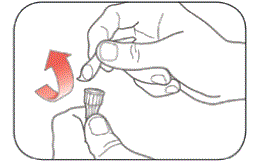 If you are using a new vial, pull off the plastic Protective
Cap, but do not remove the Rubber Stopper - Illustration