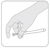 Hold the applicator between
your thumb and middle finger - Illustration