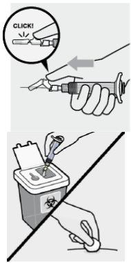 Dispose of properly and check injection site - Illustration