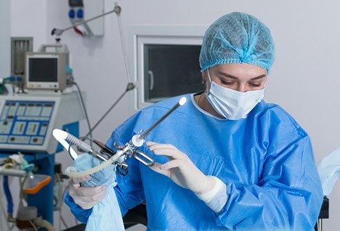 The optical lens or hysteroscope is used to view the inside of the uterus.