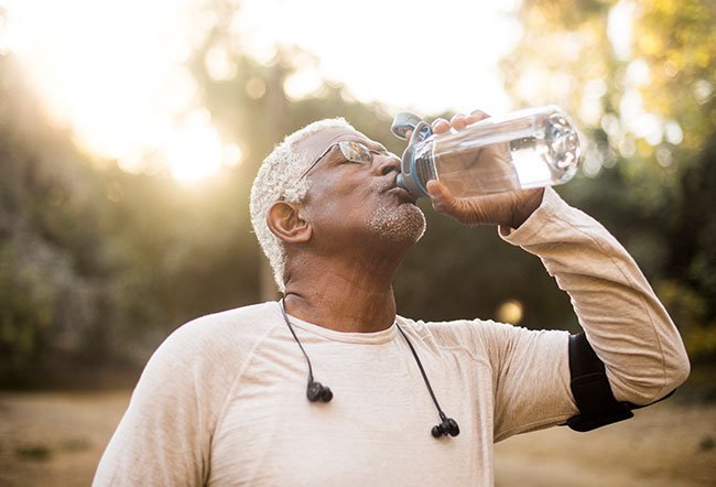 Doctors recommend drinking six to eight glasses of water (or 1.5 to 2 liters) daily. For prostate problems, limit water intake before going to bed at night. This will keep you from waking up at night to urinate repeatedly.
