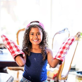 Oven mitts cleverly stop children from scratching itchy skin.