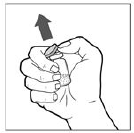 Remove the plastic cap from the IXINITY vial and place the vial top up on the clean surface - Illustration