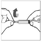 Twist off the cap of the Pre-filled Syringe and place it on the clean flat surface - Illustration