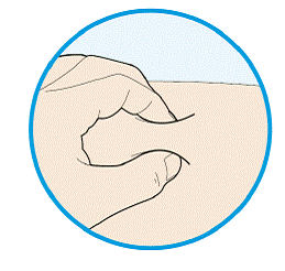 Press down and hold the pen firmly against your skin - Illustration