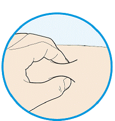 Press down and hold the pen firmly against your skin - Illustration