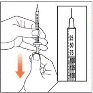 Hold the syringe with the Needle pointing
up - Illustration