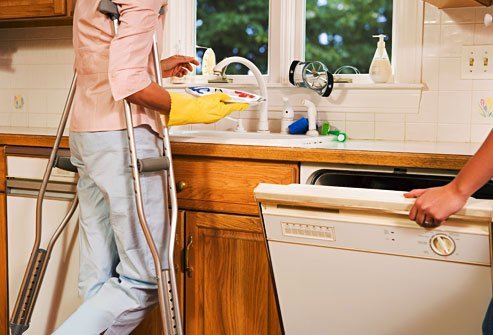 When you get back home from the hospital, you should be able to walk with crutches or a walker.